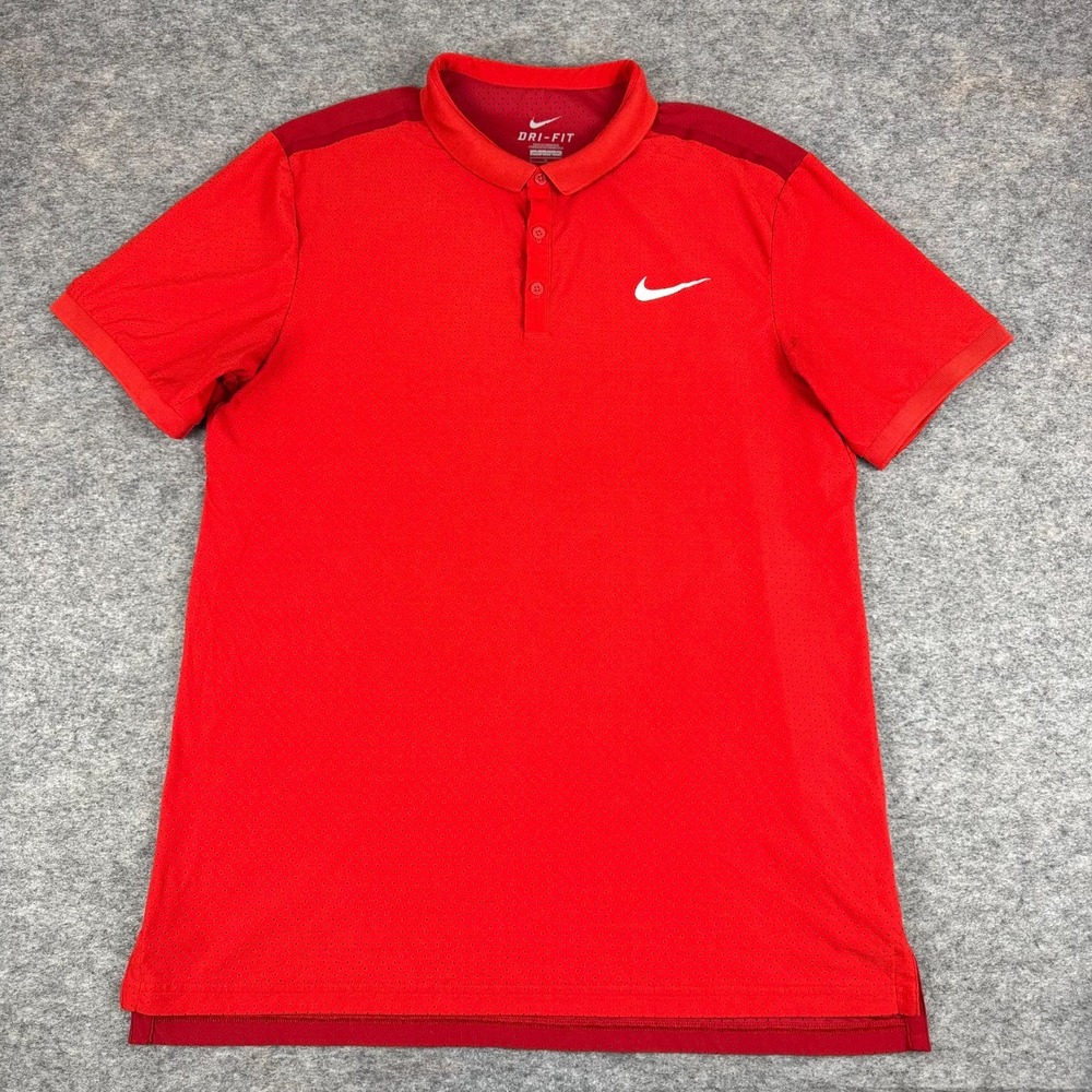 Nike Dri Fit Advantage Breathe Tennis Polo Shirt Red Mens Large L